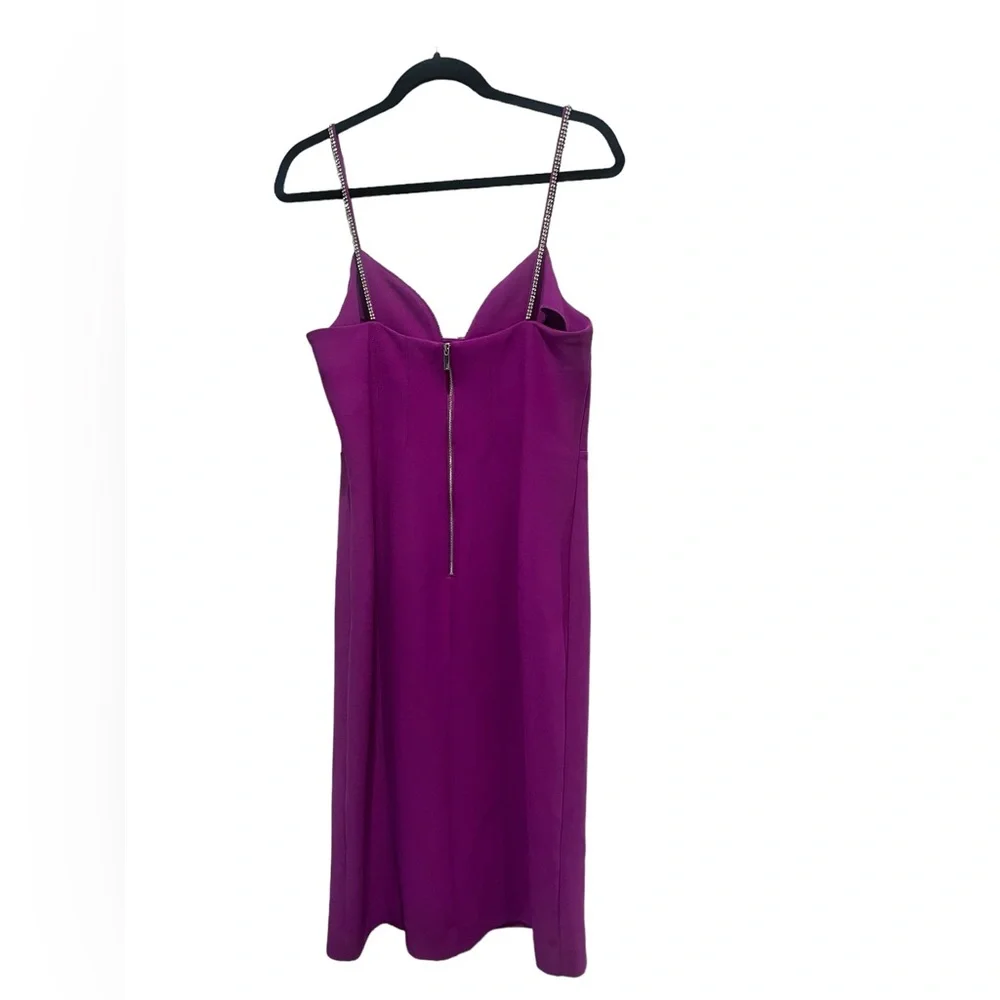 Karen Millen Purple Bodycon diamante trim midi spaghetti strap dress NWT $480 - Picture 6 of 13